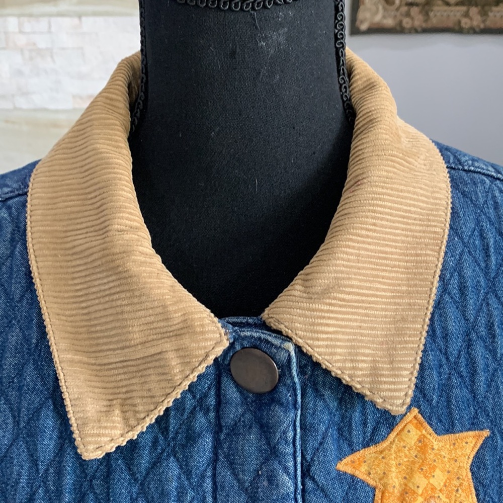 HAIKS Faux Denim With Corduroy Quilted Winter Holiday Jacket. Size XL - Picture 7 of 12